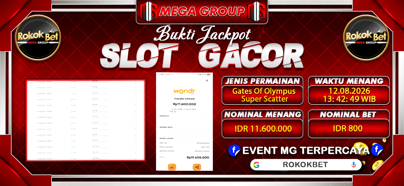 Bukti JP situs Rokokbet hari Rabu, 12 Agustus 2026