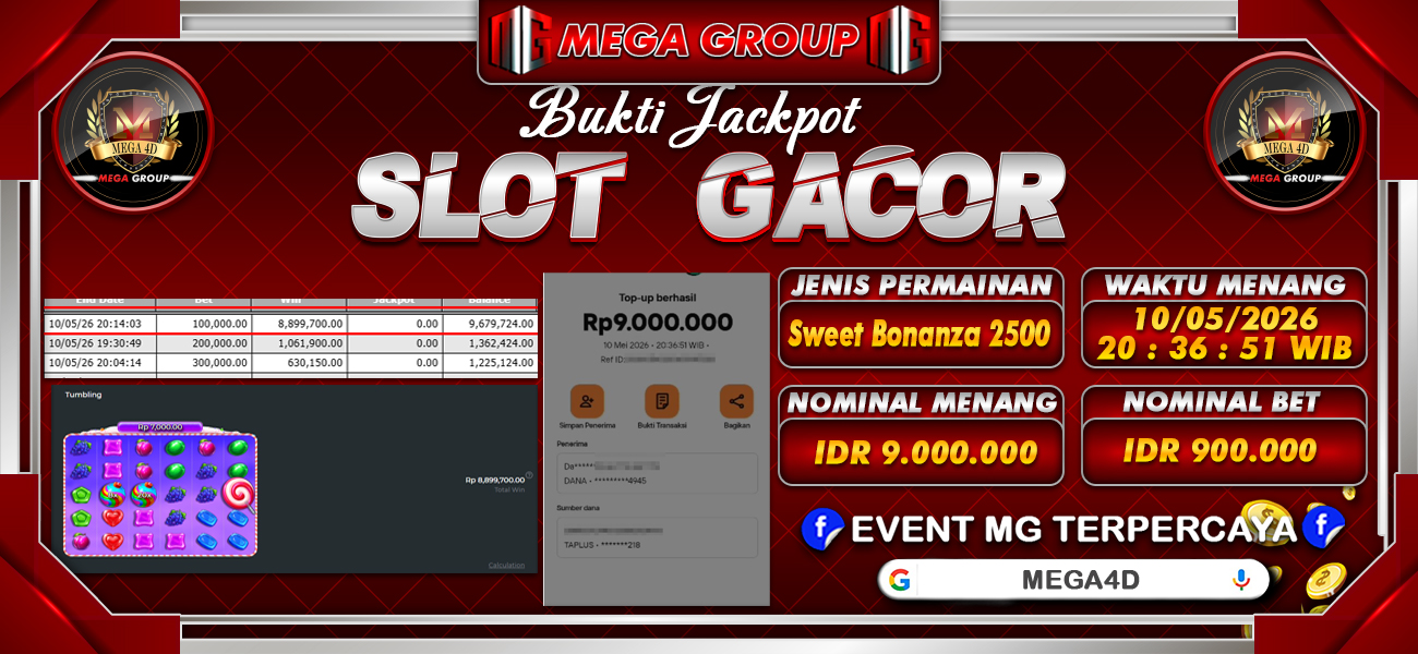 Bukti JP situs Mega4D hari Minggu, 10 Mei 2026