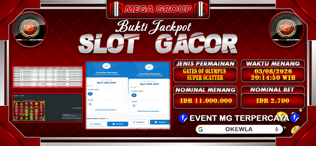 Bukti JP situs Okewla hari Senin, 03 Agustus 2026