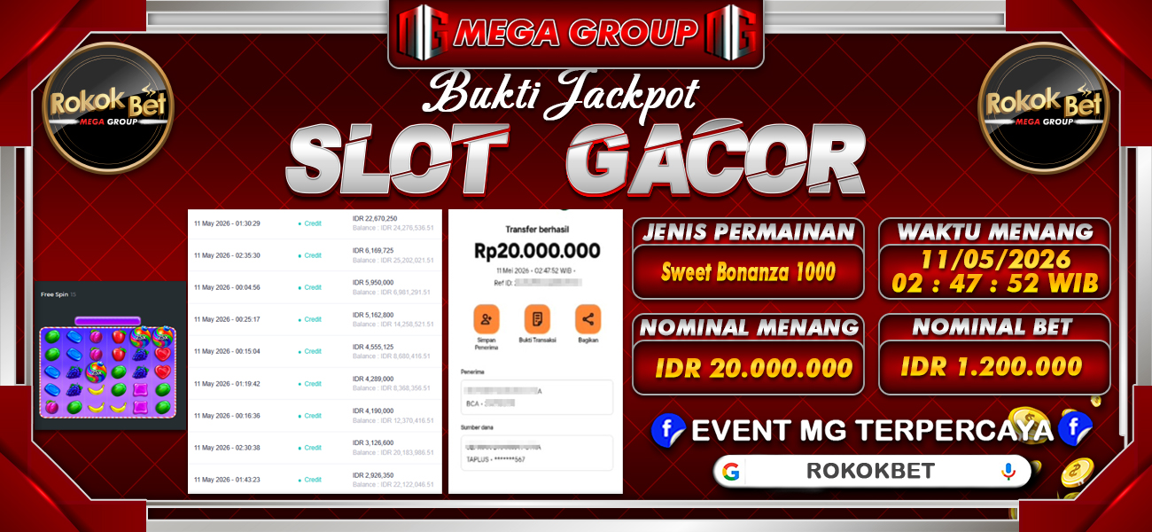 Bukti JP situs Rokokbet hari Senin, 11 Mei 2026