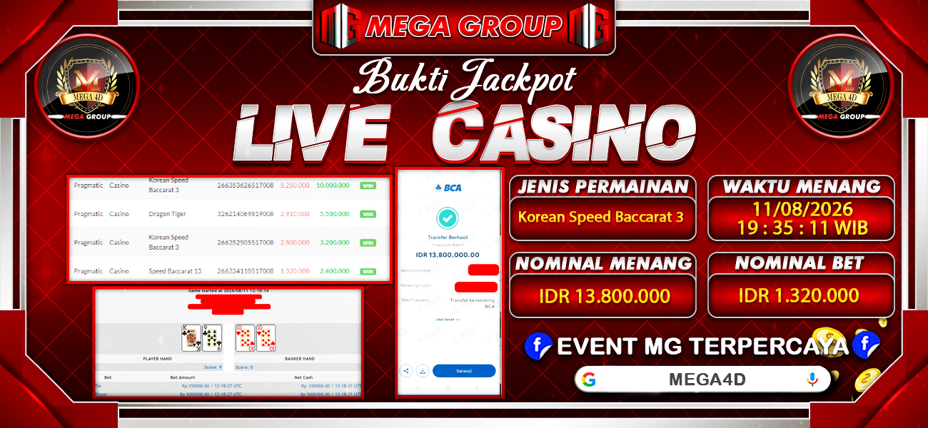 Bukti JP situs Mega4D hari Selasa, 11 Agustus 2026