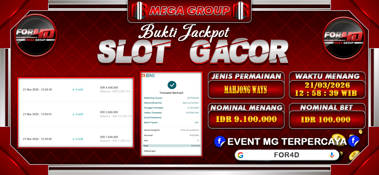 Bukti JP situs For4D hari Sabtu, 21 Maret 2026