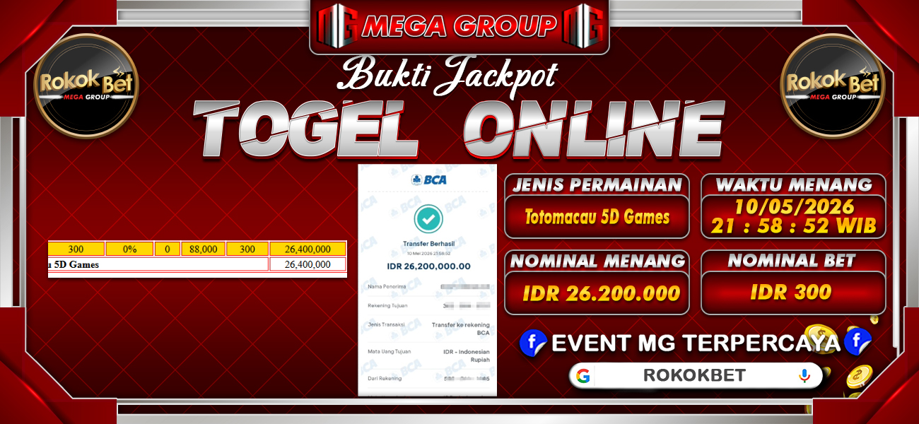 Bukti JP situs Rokokbet hari Minggu, 10 Mei 2026