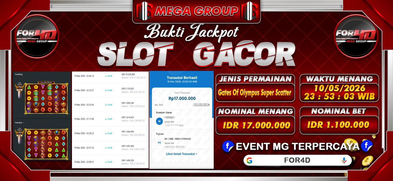 Bukti JP situs For4D hari Minggu, 10 Mei 2026