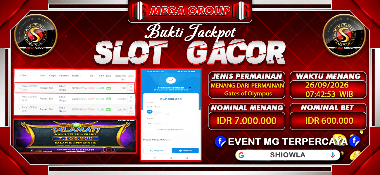 Bukti JP situs Shiowla hari Sabtu, 26 September 2026