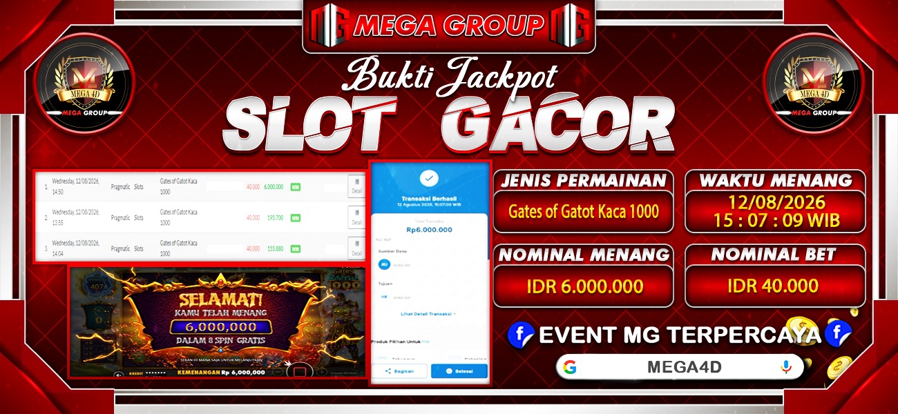 Bukti JP situs Mega4D hari Rabu, 12 Agustus 2026