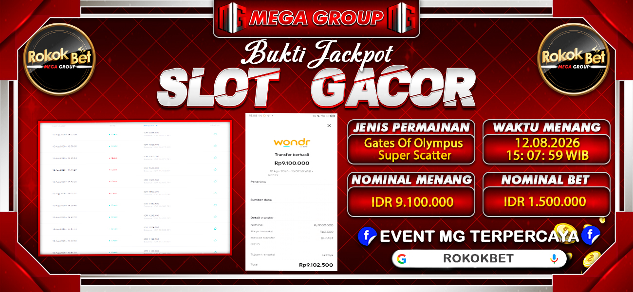 Bukti JP situs Rokokbet hari Rabu, 12 Agustus 2026
