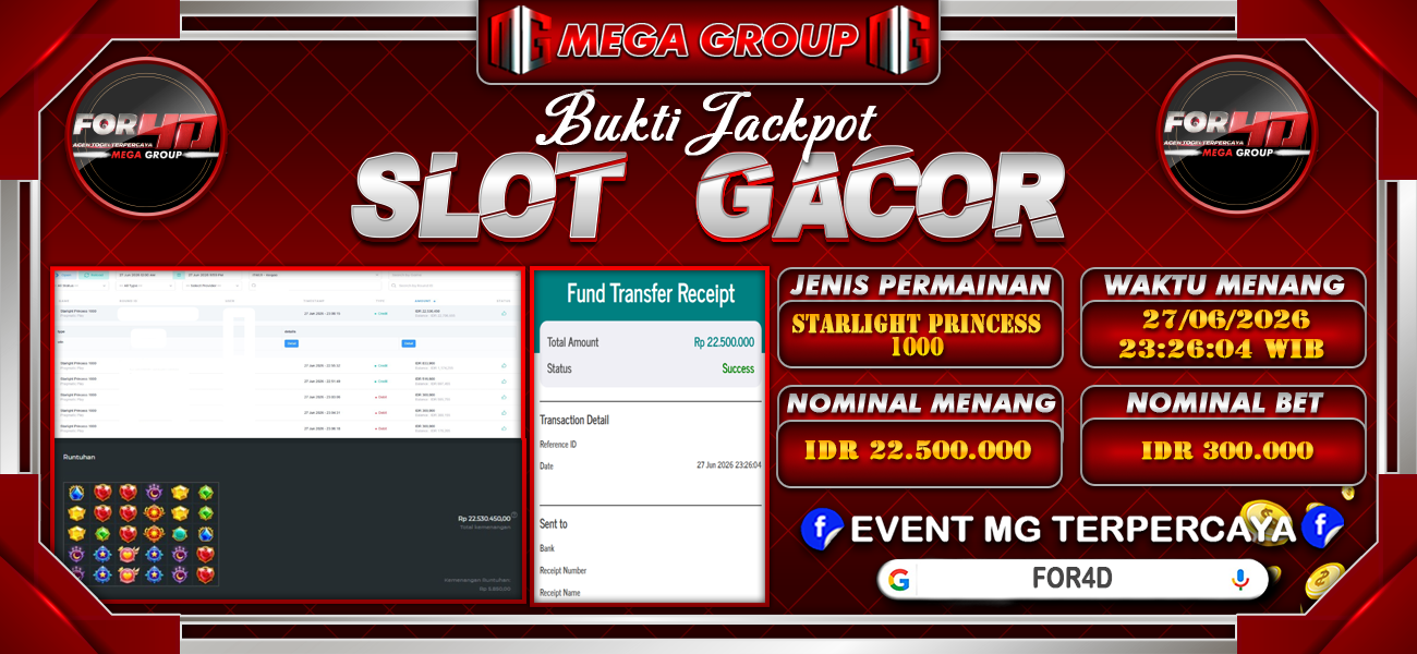 Bukti JP situs For4D hari Sabtu, 27 Juni 2026