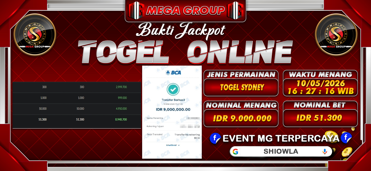 Bukti JP situs Shiowla hari Minggu, 10 Mei 2026