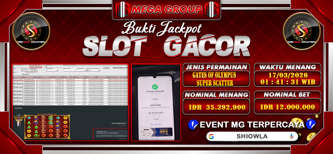 Bukti JP situs Shiowla hari Selasa, 17 Maret 2026