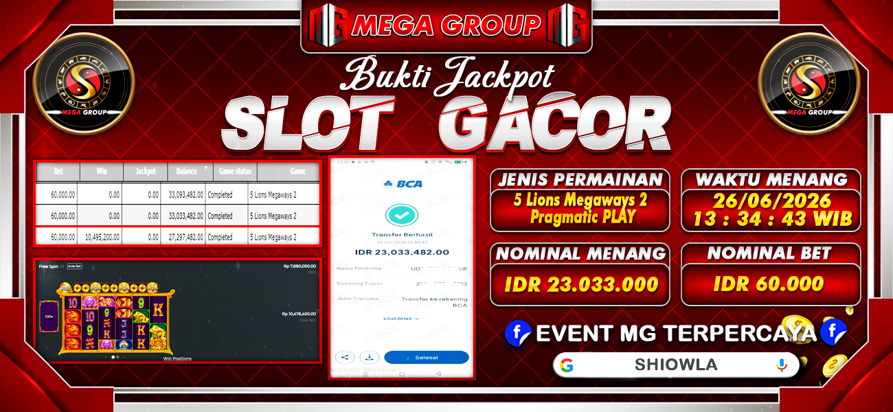 Bukti JP situs Shiowla hari Jumat, 26 Juni 2026