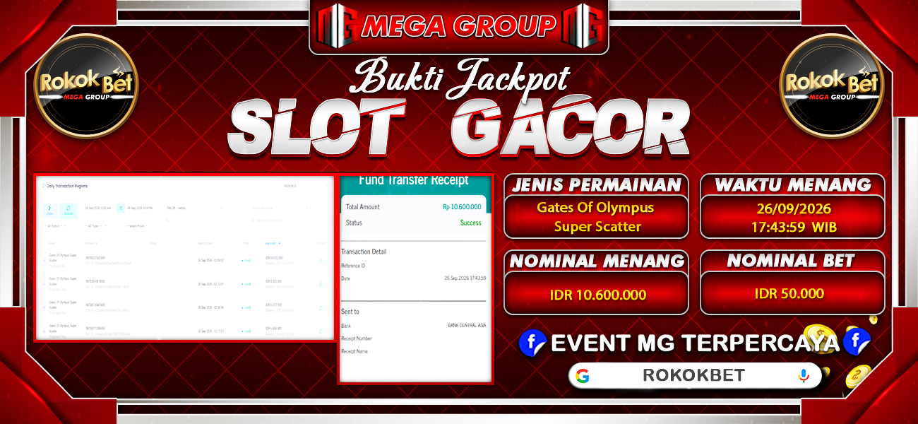 Bukti JP situs Rokokbet hari Sabtu, 26 September 2026