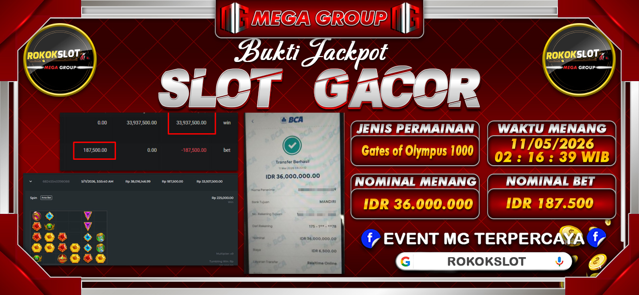Bukti JP situs Rokokslot hari Senin, 11 Mei 2026