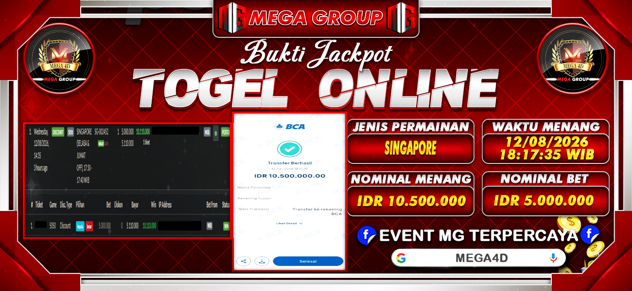 Bukti JP situs Mega4D hari Rabu, 12 Agustus 2026